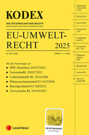 Buchcover KODEX EU-Umweltrecht 2024/25 - inkl. App  | EAN 9783700786436 | ISBN 3-7007-8643-3 | ISBN 978-3-7007-8643-6