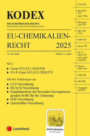 Buchcover KODEX EU-Chemikalienrecht 2025 - inkl. App  | EAN 9783700786443 | ISBN 3-7007-8644-1 | ISBN 978-3-7007-8644-3