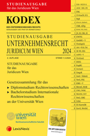 Buchcover KODEX Unternehmensrecht Wien Juridicum 2024 - inkl. App  | EAN 9783700788409 | ISBN 3-7007-8840-1 | ISBN 978-3-7007-8840-9
