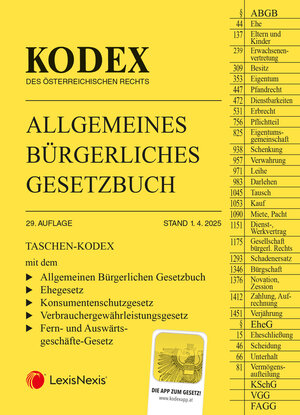 Buchcover Taschen-Kodex ABGB 2025 - inkl. App | EAN 9783700789314 | ISBN 3-7007-8931-9 | ISBN 978-3-7007-8931-4