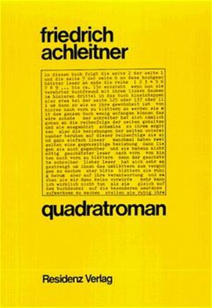 Buchcover Quadratroman | Friedrich Achleitner | EAN 9783701709212 | ISBN 3-7017-0921-1 | ISBN 978-3-7017-0921-2