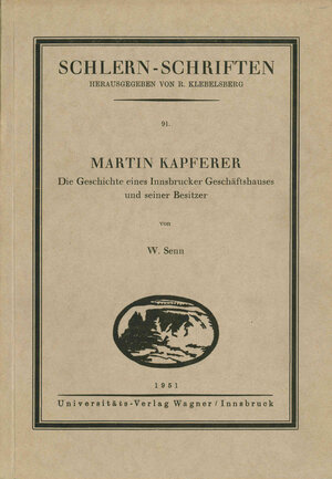 Buchcover Martin Kapferer | Walter Senn | EAN 9783703005312 | ISBN 3-7030-0531-9 | ISBN 978-3-7030-0531-2