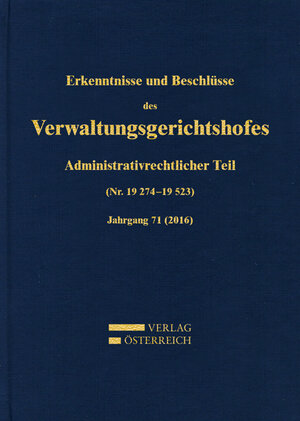 Buchcover Erkenntnisse und Beschlüsse des Verwaltungsgerichtshofes  | EAN 9783704678188 | ISBN 3-7046-7818-X | ISBN 978-3-7046-7818-8