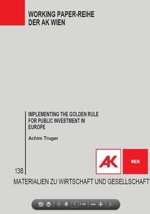 Buchcover Implementing the golden rule for public Investment in Europe | Achim Truger | EAN 9783706305327 | ISBN 3-7063-0532-1 | ISBN 978-3-7063-0532-7