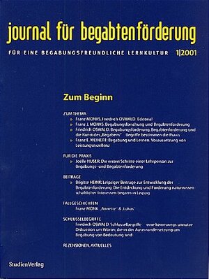 Buchcover journal für begabtenförderung 1/2001  | EAN 9783706516006 | ISBN 3-7065-1600-4 | ISBN 978-3-7065-1600-6