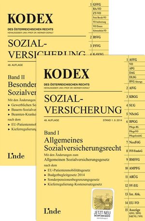Buchcover KODEX Sozialversicherung 2014/15, Band I+II | Franz Marhold | EAN 9783707331592 | ISBN 3-7073-3159-8 | ISBN 978-3-7073-3159-2
