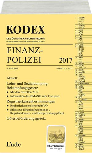 Buchcover KODEX Finanzpolizei 2017 | Wilfried Lehner | EAN 9783707336993 | ISBN 3-7073-3699-9 | ISBN 978-3-7073-3699-3
