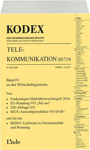 Buchcover KODEX Telekommunikation 2017/18 | Wolfgang Feiel | EAN 9783707337624 | ISBN 3-7073-3762-6 | ISBN 978-3-7073-3762-4