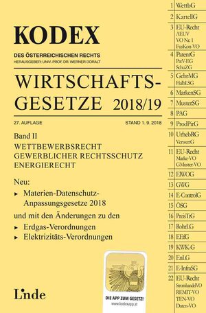 Buchcover KODEX Wirtschaftsgesetze Band II 2018/19 | Georg Konetzky | EAN 9783707338843 | ISBN 3-7073-3884-3 | ISBN 978-3-7073-3884-3