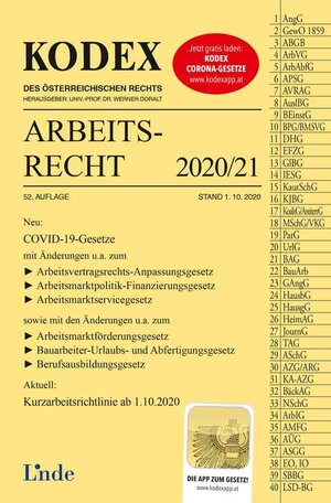 Buchcover KODEX Arbeitsrecht 2020/21 | Edda Stech | EAN 9783707342949 | ISBN 3-7073-4294-8 | ISBN 978-3-7073-4294-9