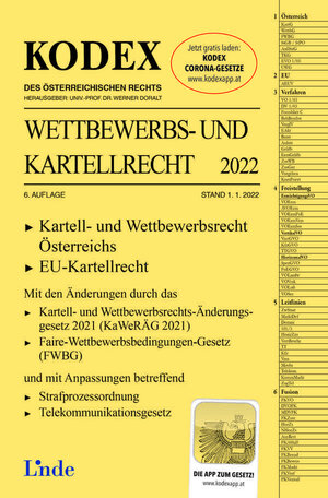 Buchcover KODEX Wettbewerbs- und Kartellrecht 2022 | Marcus Becka | EAN 9783707344851 | ISBN 3-7073-4485-1 | ISBN 978-3-7073-4485-1