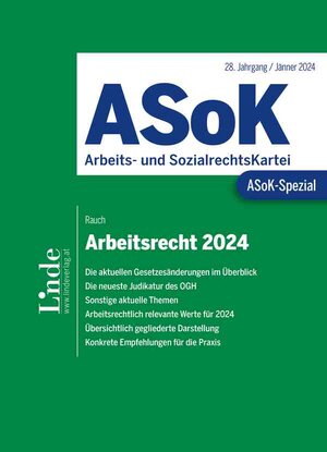 Buchcover ASoK-Spezial Arbeitsrecht 2024 | Thomas Rauch | EAN 9783707349191 | ISBN 3-7073-4919-5 | ISBN 978-3-7073-4919-1