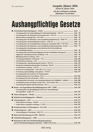 Buchcover Aushangpflichtige Gesetze, Ausgabe Jänner 2016 | Helmut Scheuch | EAN 9783707419825 | ISBN 3-7074-1982-7 | ISBN 978-3-7074-1982-5