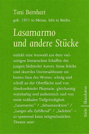 Buchcover Lasamarmo und andere Stücke | Toni Bernhart | EAN 9783708231143 | ISBN 3-7082-3114-7 | ISBN 978-3-7082-3114-3