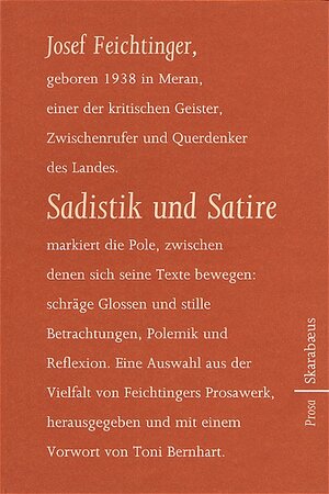 Buchcover Sadistik und Satire | Josef Feichtinger | EAN 9783708231402 | ISBN 3-7082-3140-6 | ISBN 978-3-7082-3140-2
