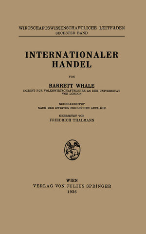 Buchcover Internationaler Handel | Barrett Whale | EAN 9783709131961 | ISBN 3-7091-3196-0 | ISBN 978-3-7091-3196-1