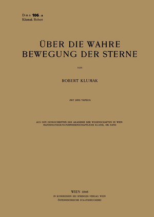 Buchcover Über die Wahre Bewegung der Sterne | Robert Klumak | EAN 9783709156353 | ISBN 3-7091-5635-1 | ISBN 978-3-7091-5635-3