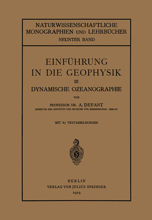 Buchcover Einführung in die Geophysik | A. Defant | EAN 9783709156490 | ISBN 3-7091-5649-1 | ISBN 978-3-7091-5649-0