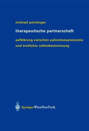 Buchcover Therapeutische Partnerschaft | Michael Peintinger | EAN 9783709160541 | ISBN 3-7091-6054-5 | ISBN 978-3-7091-6054-1