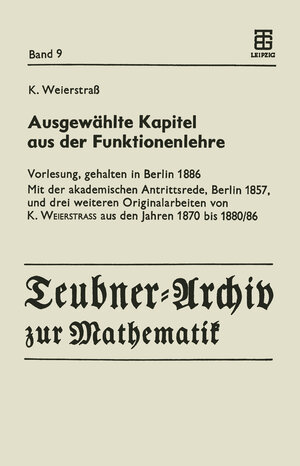 Buchcover Ausgewählte Kapitel aus der Funktionenlehre | Karl Weierstrass | EAN 9783709195338 | ISBN 3-7091-9533-0 | ISBN 978-3-7091-9533-8