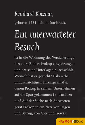 Buchcover Ein unerwarteter Besuch | Reinhard Kocznar | EAN 9783709935798 | ISBN 3-7099-3579-2 | ISBN 978-3-7099-3579-8