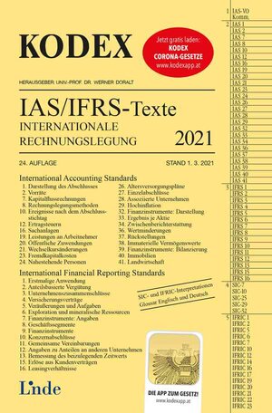 Buchcover KODEX Internationale Rechnungslegung IAS/IFRS - Texte 2021 | Alfred Wagenhofer | EAN 9783714303605 | ISBN 3-7143-0360-X | ISBN 978-3-7143-0360-5