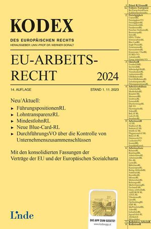 Buchcover KODEX EU-Arbeitsrecht 2024 | Valerie Dori | EAN 9783714303834 | ISBN 3-7143-0383-9 | ISBN 978-3-7143-0383-4