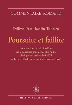 Buchcover Poursuite et faillite | Sébastien Bettschart | EAN 9783719021016 | ISBN 3-7190-2101-7 | ISBN 978-3-7190-2101-6