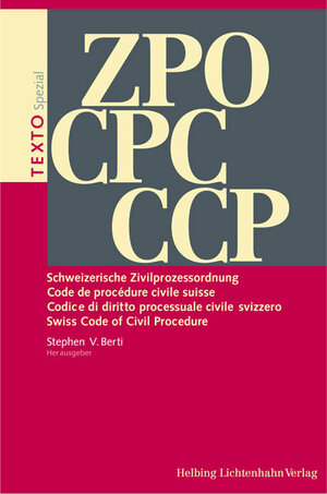 Buchcover ZPO Schweizerische Zivilprozessordnung CPC Code de procédure civile suisse CPC Codice di diritto processuale civile svizzero CCP Swiss Code of Civil Procedure  | EAN 9783719029005 | ISBN 3-7190-2900-X | ISBN 978-3-7190-2900-5