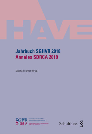 Buchcover Jahrbuch SGHVR 2018 / Annales SDRCA 2018  | EAN 9783725578603 | ISBN 3-7255-7860-5 | ISBN 978-3-7255-7860-3
