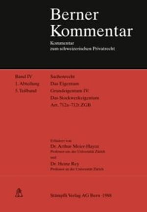 Buchcover Sachenrecht / Das Stockwerkeigentum | Arthur Meier-Hayoz | EAN 9783727234040 | ISBN 3-7272-3404-0 | ISBN 978-3-7272-3404-0