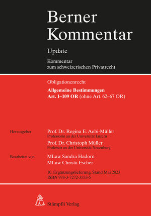 Buchcover Allgemeine Bestimmungen, Art. 1-109 OR (ohne Art. 62-67 OR), 10. Ergänzungslieferung  | EAN 9783727235535 | ISBN 3-7272-3553-5 | ISBN 978-3-7272-3553-5