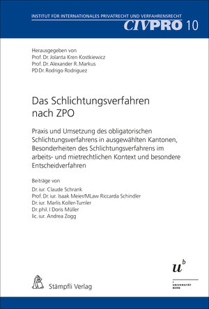 Buchcover Das Schlichtungsverfahren nach ZPO | Marlis Koller-Tumler | EAN 9783727259098 | ISBN 3-7272-5909-4 | ISBN 978-3-7272-5909-8