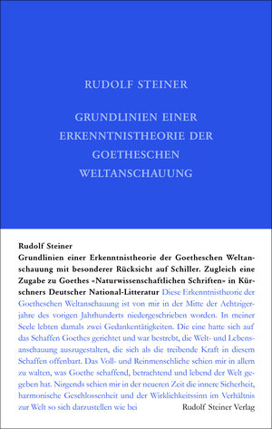 Buchcover Grundlinien einer Erkenntnistheorie der Goetheschen Weltanschauung mit besonderer Rücksicht auf Schiller | Rudolf Steiner | EAN 9783727400230 | ISBN 3-7274-0023-4 | ISBN 978-3-7274-0023-0