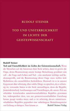 Buchcover Tod und Unsterblichkeit im Lichte der Geisteswissenschaft | Rudolf Steiner | EAN 9783727406942 | ISBN 3-7274-0694-1 | ISBN 978-3-7274-0694-2