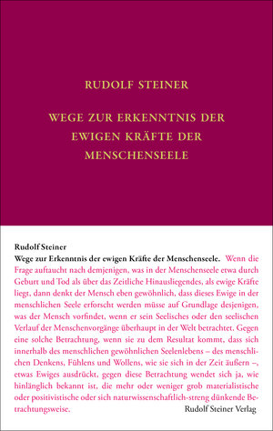 Buchcover Wege zur Erkenntnis der ewigen Kräfte der Menschenseele | Rudolf Steiner | EAN 9783727407055 | ISBN 3-7274-0705-0 | ISBN 978-3-7274-0705-5