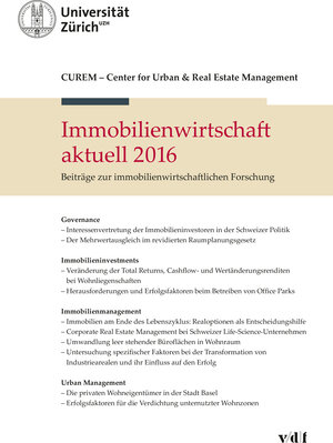 Buchcover Immobilienwirtschaft aktuell 2016  | EAN 9783728137548 | ISBN 3-7281-3754-5 | ISBN 978-3-7281-3754-8