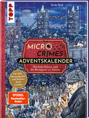 Buchcover Micro Crimes Adventskalender – Sherlock Holmes und die Blutspuren im Schnee. Mit XXL-Wimmelposter und Stickern durch London | Gecko Keck | EAN 9783735851598 | ISBN 3-7358-5159-2 | ISBN 978-3-7358-5159-8