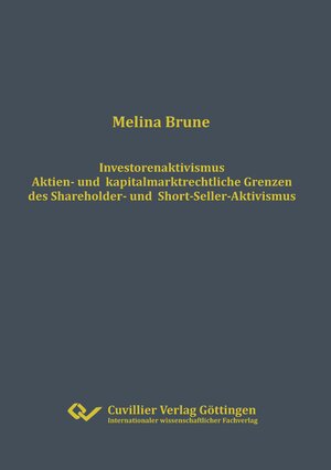 Buchcover Investorenaktivismus | Melina Brune | EAN 9783736979871 | ISBN 3-7369-7987-8 | ISBN 978-3-7369-7987-1