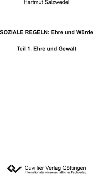 Buchcover SOZIALE REGELN: Ehre und Würde | Hartmut Salzwedel | EAN 9783736999213 | ISBN 3-7369-9921-6 | ISBN 978-3-7369-9921-3