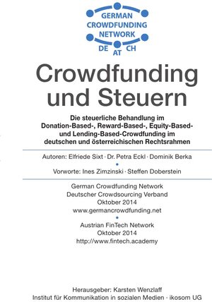 Buchcover Crowdfunding und Steuern | Elfriede Sixt | EAN 9783737516297 | ISBN 3-7375-1629-4 | ISBN 978-3-7375-1629-7