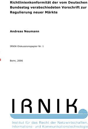 Buchcover IRNIK-Diskussionspapiere / IRNIK-Diskussionspapier Nr. 1 | Andreas Neumann | EAN 9783737550376 | ISBN 3-7375-5037-9 | ISBN 978-3-7375-5037-6