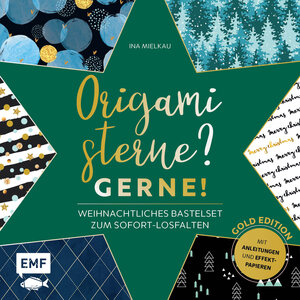 Buchcover Origamisterne? Gerne! – Gold Edition – Weihnachtliches Bastelset zum Sofort-Losfalten | Ina Mielkau | EAN 9783745900439 | ISBN 3-7459-0043-X | ISBN 978-3-7459-0043-9