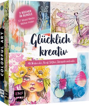 Buchcover Glücklich kreativ – Zwei Bücher im Bundle: 37 Mixed-Media-Motive malen | Susanne Rose | EAN 9783745919691 | ISBN 3-7459-1969-6 | ISBN 978-3-7459-1969-1