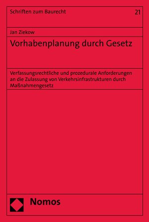 Buchcover Vorhabenplanung durch Gesetz | Jan Ziekow | EAN 9783748904908 | ISBN 3-7489-0490-8 | ISBN 978-3-7489-0490-8
