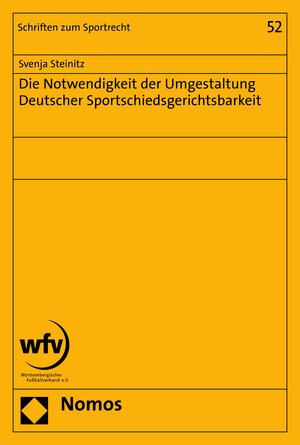 Buchcover Die Notwendigkeit der Umgestaltung Deutscher Sportschiedsgerichtsbarkeit | Svenja Steinitz | EAN 9783748921691 | ISBN 3-7489-2169-1 | ISBN 978-3-7489-2169-1