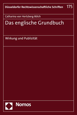 Buchcover Das englische Grundbuch | Catharina von Hertzberg-Bölch | EAN 9783748933588 | ISBN 3-7489-3358-4 | ISBN 978-3-7489-3358-8