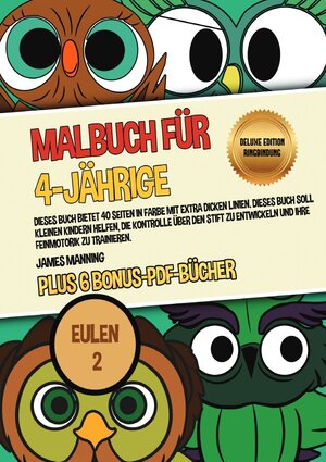 Buchcover Malbuch für 4-Jährige (Eulen 2) Deluxe Edition - Ringbindung | James Manning | EAN 9783752965346 | ISBN 3-7529-6534-7 | ISBN 978-3-7529-6534-6
