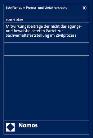 Buchcover Mitwirkungsbeiträge der nicht darlegungs- und beweisbelasteten Partei zur Sachverhaltsfeststellung im Zivilprozess | Victor Fiekers | EAN 9783756007561 | ISBN 3-7560-0756-1 | ISBN 978-3-7560-0756-1