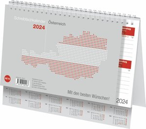 Buchcover Schreibtischkalender Österreich 2024. Tischkalender zum Aufstellen. Klappkalender mit österreichischen Feiertagen und Schulferien. 24 x 18 cm.  | EAN 9783756402168 | ISBN 3-7564-0216-9 | ISBN 978-3-7564-0216-8